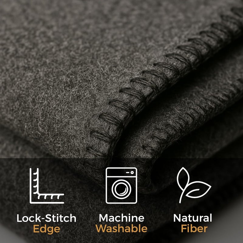 Jmr Usa Inc. Wool Camping Blanket – 70% Wool Heavy-Duty Military Style Throw, Warm & Washable, Fire Retardant Cover for Emergency, Survival & Outdoor Use – Perfect for Camping, Car, Home & Hiking, Grey 66x90 - Image 3